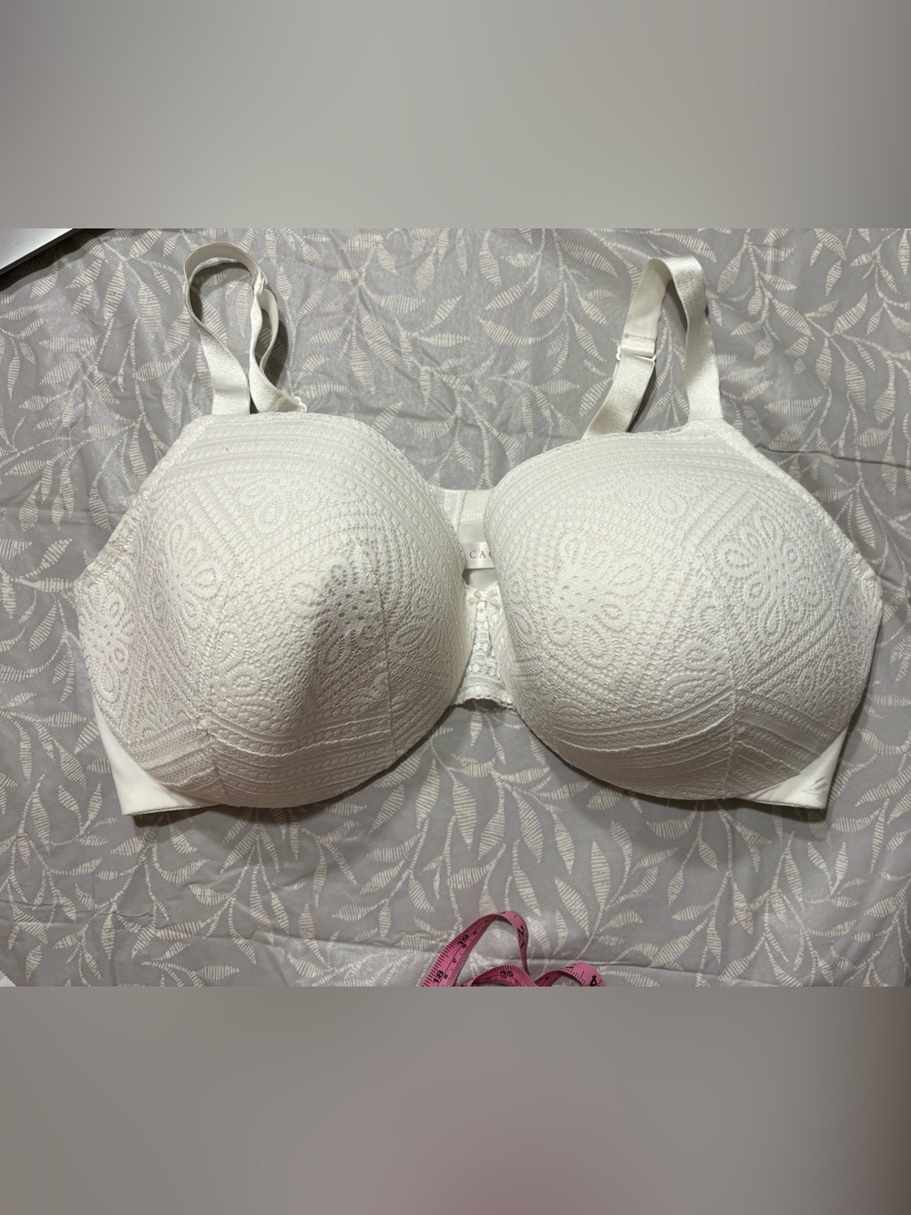 Cacique Light Gray Floral Quilted Bra-Friendly Cover